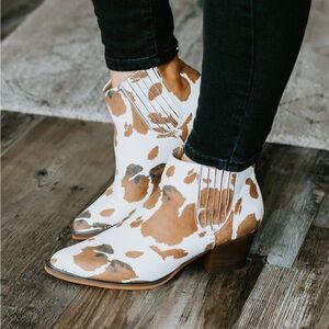 Cowhide suede booties